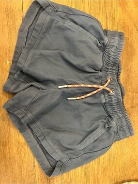 Athleta Girl Blue Drawstring Shorts with Orange Multicolor Cord